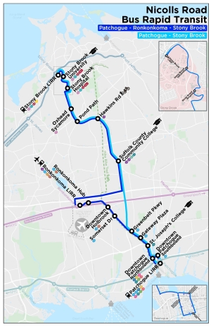 Suffolk County Bus Map Connect Long Island - Nicolls Road